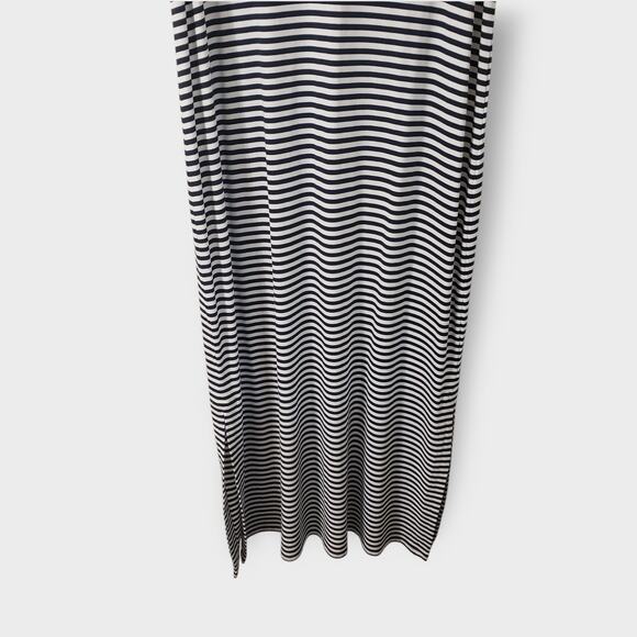 J. Jill Wearever Collection Blue Stripe Midi Dress Jersey Knit Small Side split - Picture 3 of 11